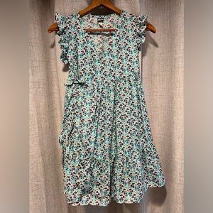 Tea Collection Floral Kids Wrap Dress - flutter sleeve